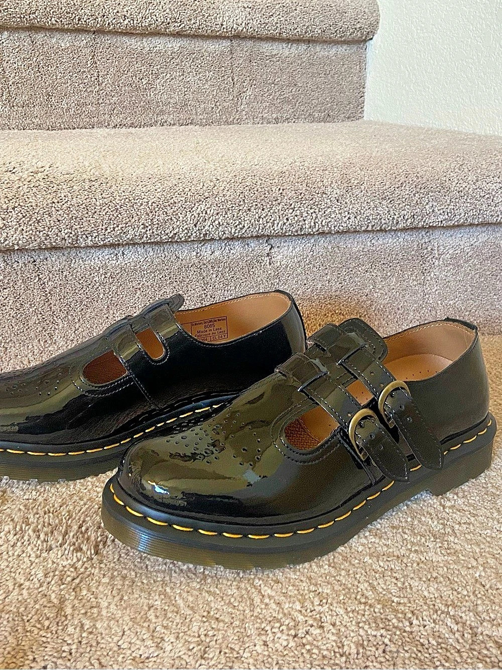Dr. Martens Patent Strap Mary Jane Shoes in Black Like New - Picture 2 of 4